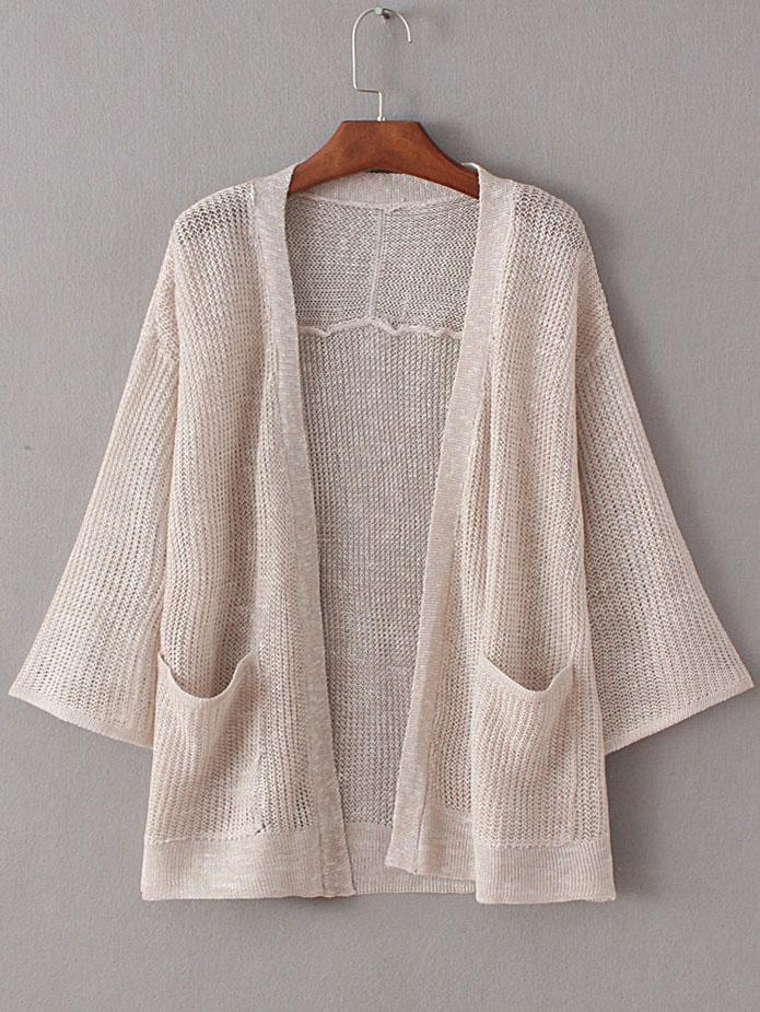 Shein Apricot Double Pockets Sunscreen Cardigan Knitwear