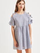 Shein Striped Tied Split Sleeve Babydoll Dress