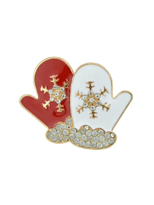 Shein Rhinestone Snowflake Paterrn Gloves Brooches