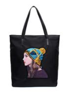 Shein Sequin Decor Girl Patched Tote Bag
