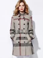 Shein Grey Lapel Long Sleeve Belt Coat
