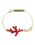 Shein Red Plated Leaf Link Bracelet