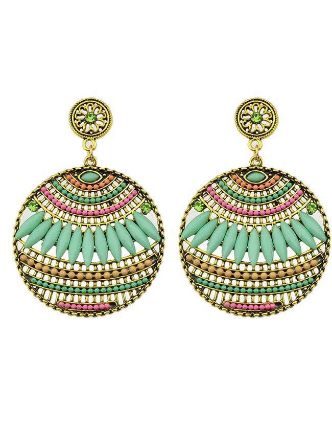 Shein Green Beads Round Stud Earrings