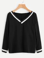 Shein Contrast Trim V Cut Tee