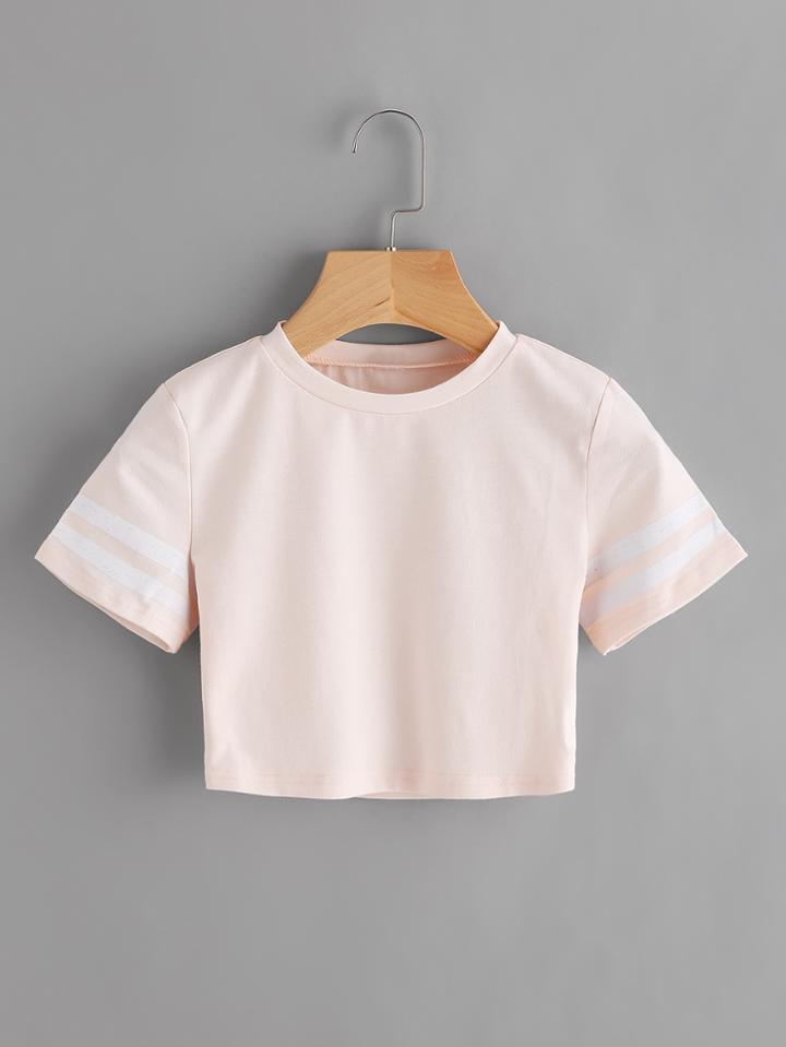 Shein Varsity Striped Crop T-shirt