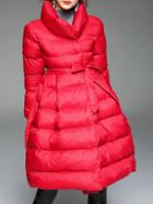 Shein Red Lapel Tie-waist Coat