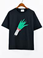 Shein Shallot Print Black T-shirt