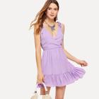 Shein Tied Strap Ruffle Wrap Dress