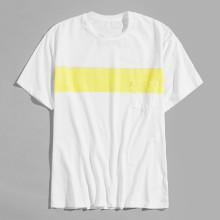 Shein Men Pocket Front Contrast Panel T-shirt