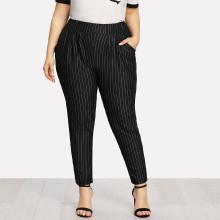 Shein Plus Pinstriped Pockets Pants