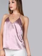 Shein Purple V Neck Strappy Racerback Cami Top