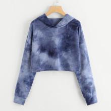Shein Drop Shoulder Tie Dye Crop Hoodie