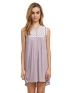 Shein Pink Purple House Sleeveless Embroidered Dress