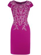 Shein Hot Pink Cap Sleeve Disc Flowers Sheath Dress