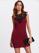 Shein Contrast Guipure Lace Shoulder Fitted Dress