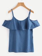 Shein Flounce Layered Chambray Top