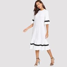 Shein Contrast Panel Ruffle Dress