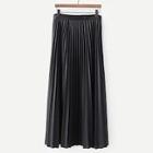 Shein Solid Pleated Pu Skirt
