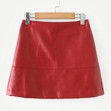 Shein Zip-up Solid Pu Skirt