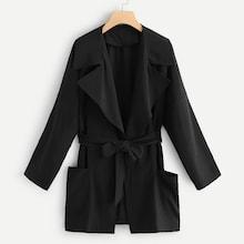 Shein Self Tie Dual Pocket Outerwear