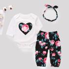Shein Toddler Girls Floral Print Jumpsuit & Pants & Headband