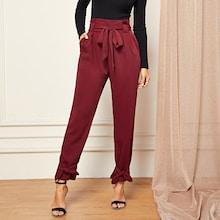 Shein Waist Belted Knot Pleated Pants