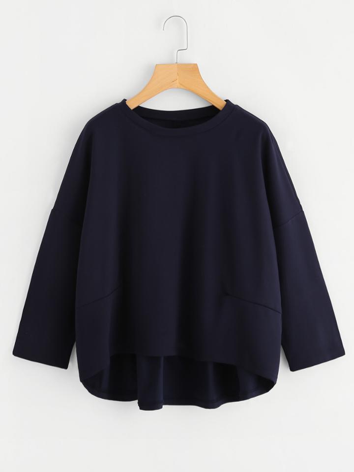 Shein Ruffle Contrast Back Drop Shoulder Tee