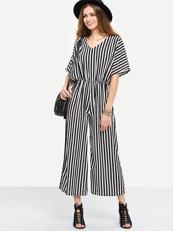 Shein Surplice Back Vertical Striped Jumpsuit