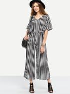 Shein Surplice Back Vertical Striped Jumpsuit