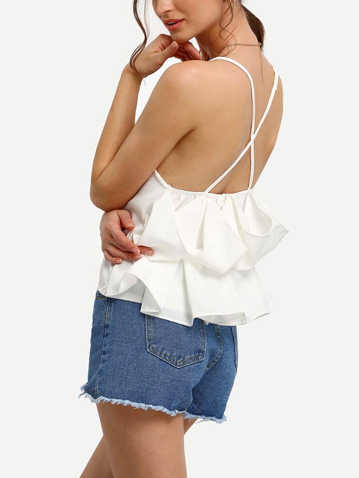 Shein Crisscross Back Ruffle Cami Top