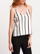 Shein White Spaghetti Strap Vertical Stripe Cami Top