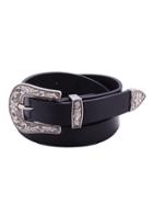 Shein Black Double Carved Buckle Faux Leather Belt