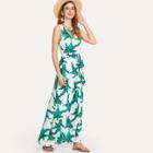 Shein Jungle Leaf Print Belted Dress