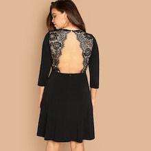 Shein Plus Lace Insert Fit & Flare Dress