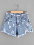 Shein Distressed Frayed Trim Denim Shorts