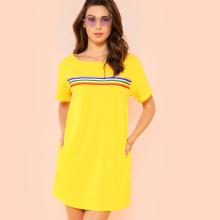 Shein Rainbow Striped Front Cuffed Dress