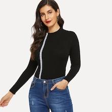 Shein Letter Tape Detail Skinny Sweater