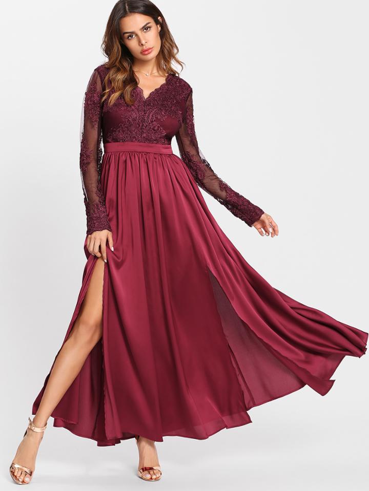 Shein M-slit Front Mixed Media Swing Dress