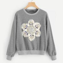 Shein Christmas Sequin Snowflake Patched Sweatshirt