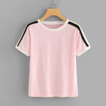 Shein Striped Sleeve Tee