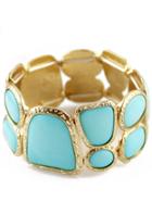 Shein Blue Gemstone Gold Geometric Splice Bracelet