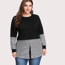 Shein Plus Contrast Stripe 2 In 1 Pullover