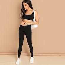 Shein Solid Sports Bra & Leggings Set