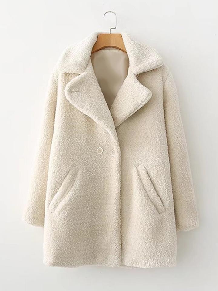 Shein Faux Fur Double Breasted Coat
