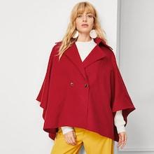 Shein Batwing Sleeve Surplice Wrap Coat