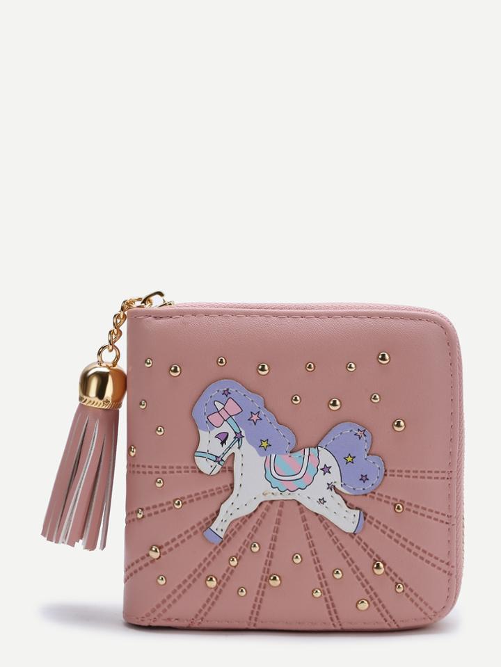 Shein Pink Horse Patch Square Purse