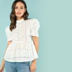 Shein Eyelet Embroidered Ruffle Top