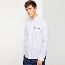 Shein Men Vertical Stripe & Letter Print Shirt