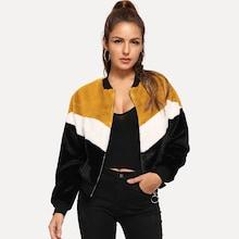 Shein Chevron Fuzzy Teddy Jacket