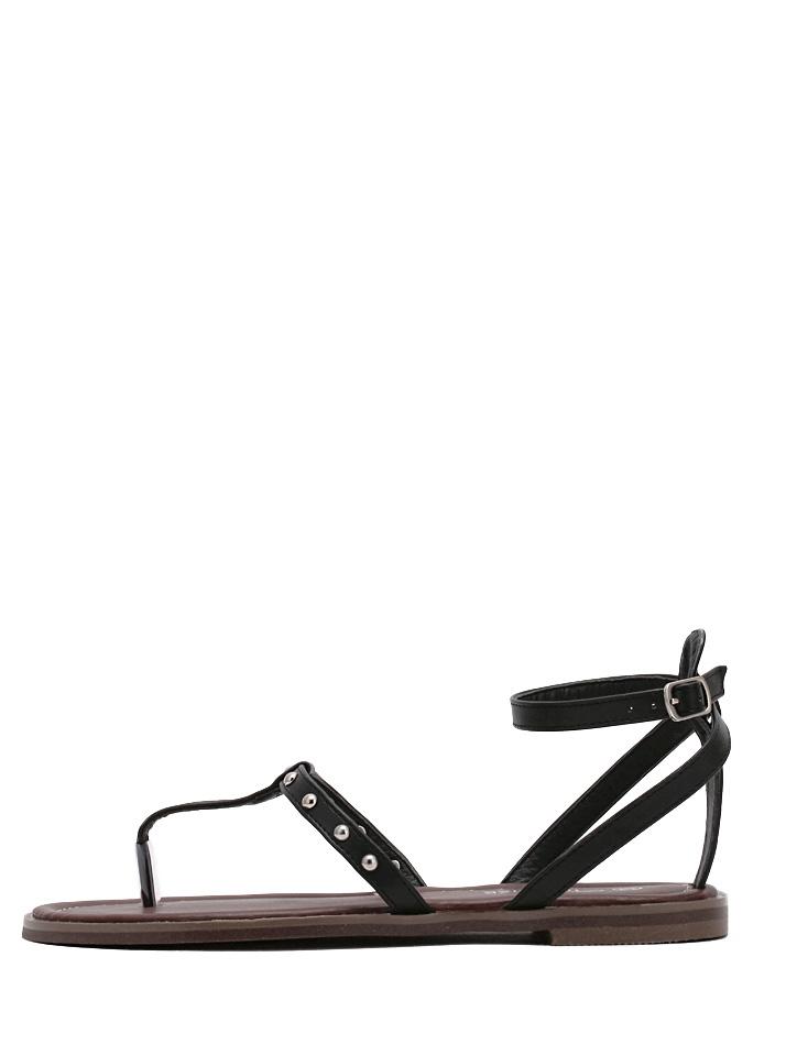 Shein Black Rivet Decorated Buckle Strap Flip Sandals